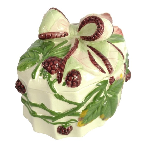 Fitz & Floyd Essentials Blackberry  Rabbit Lidded Candy Dish Trinket dish MINT - Picture 1 of 10